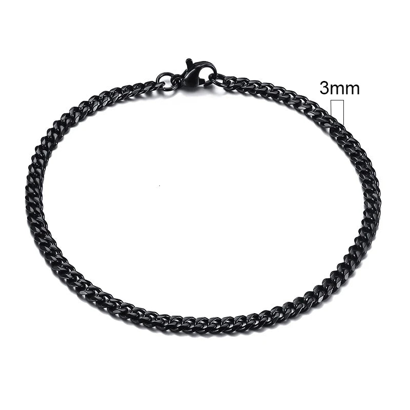 Pulsera de cadena cubana de acero inoxidable para hombre, brazalete colorido hecho a mano, estilo Punk y gótico, regalo de joyería, 7mm