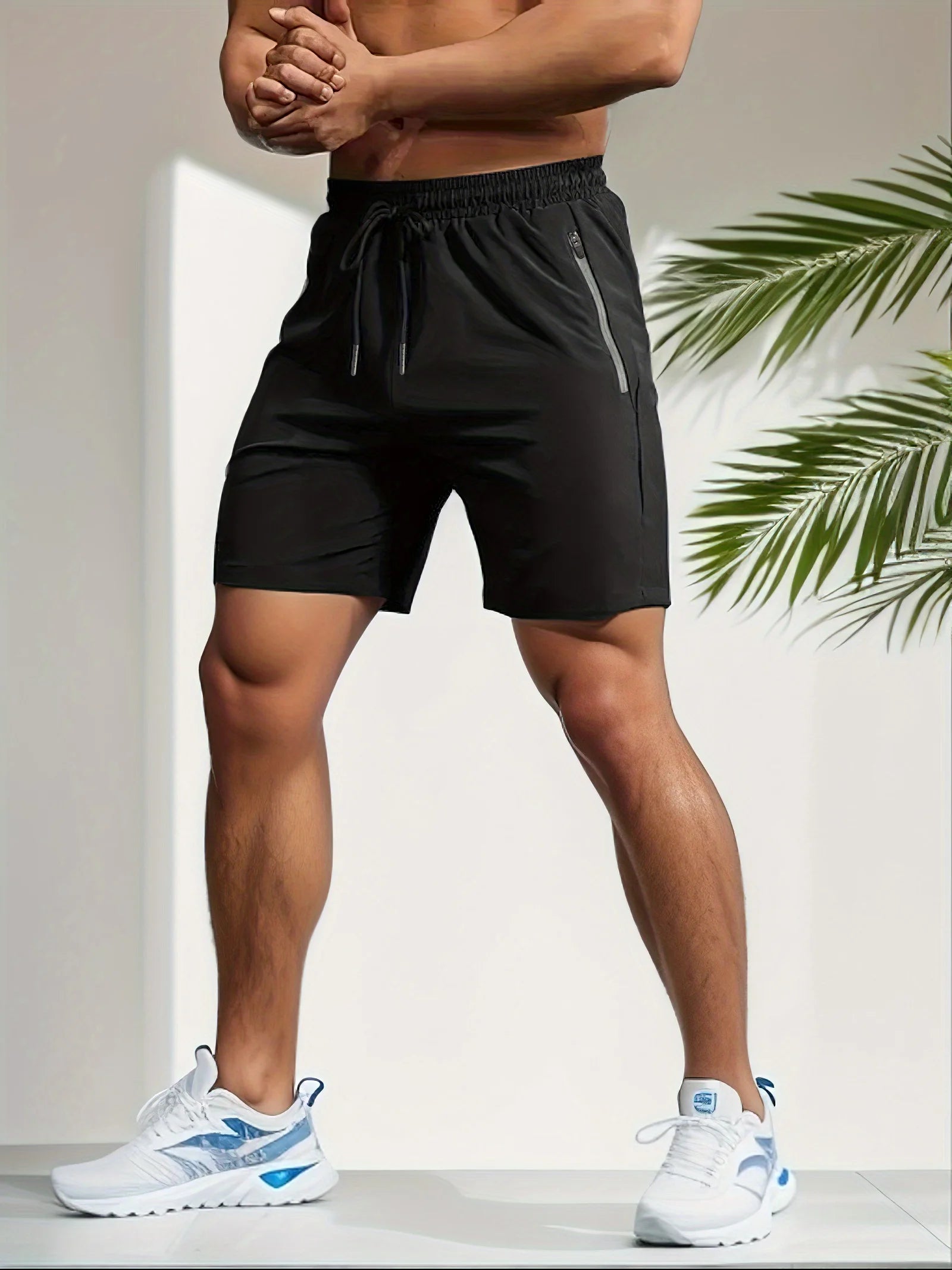 Pantalones cortos deportivos de secado rápido para hombre, Shorts transpirables con cordón en la cintura.