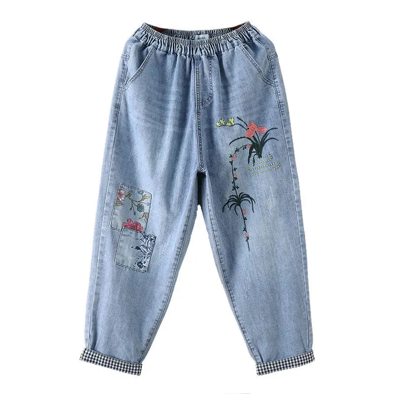 Pantalon holgado con bordado elegante para mujer, dale frescura y estilo a tu outfit