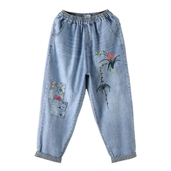 Pantalon holgado con bordado elegante para mujer, dale frescura y estilo a tu outfit