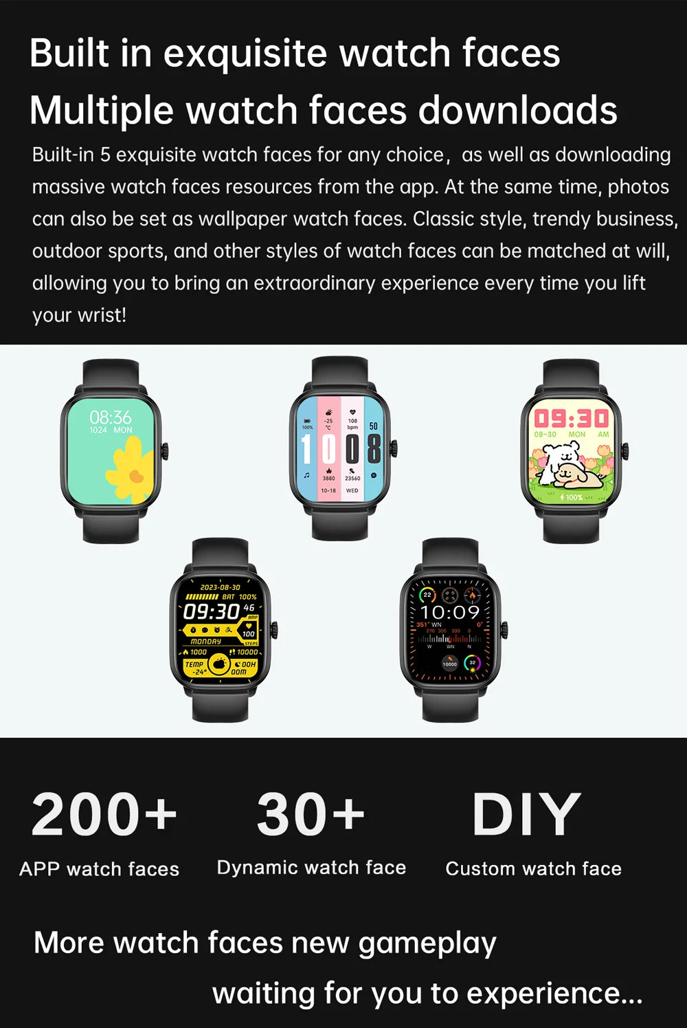Reloj inteligente con Bluetooth, llamadas, música, relojes inteligentes para hombres, pantalla completamente táctil de 2,01 ", rastreador de Fitness, reloj inteligente resistente al agua