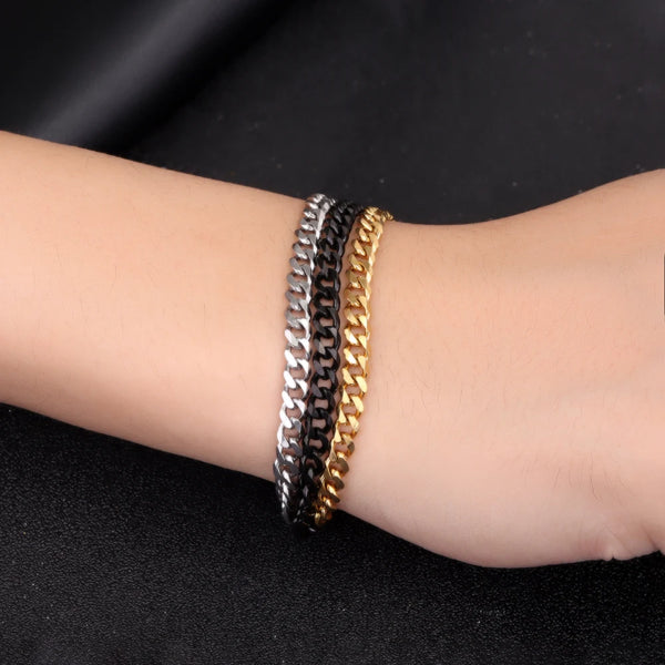 Pulsera de cadena cubana de acero inoxidable para hombre, brazalete colorido hecho a mano, estilo Punk y gótico, regalo de joyería, 7mm