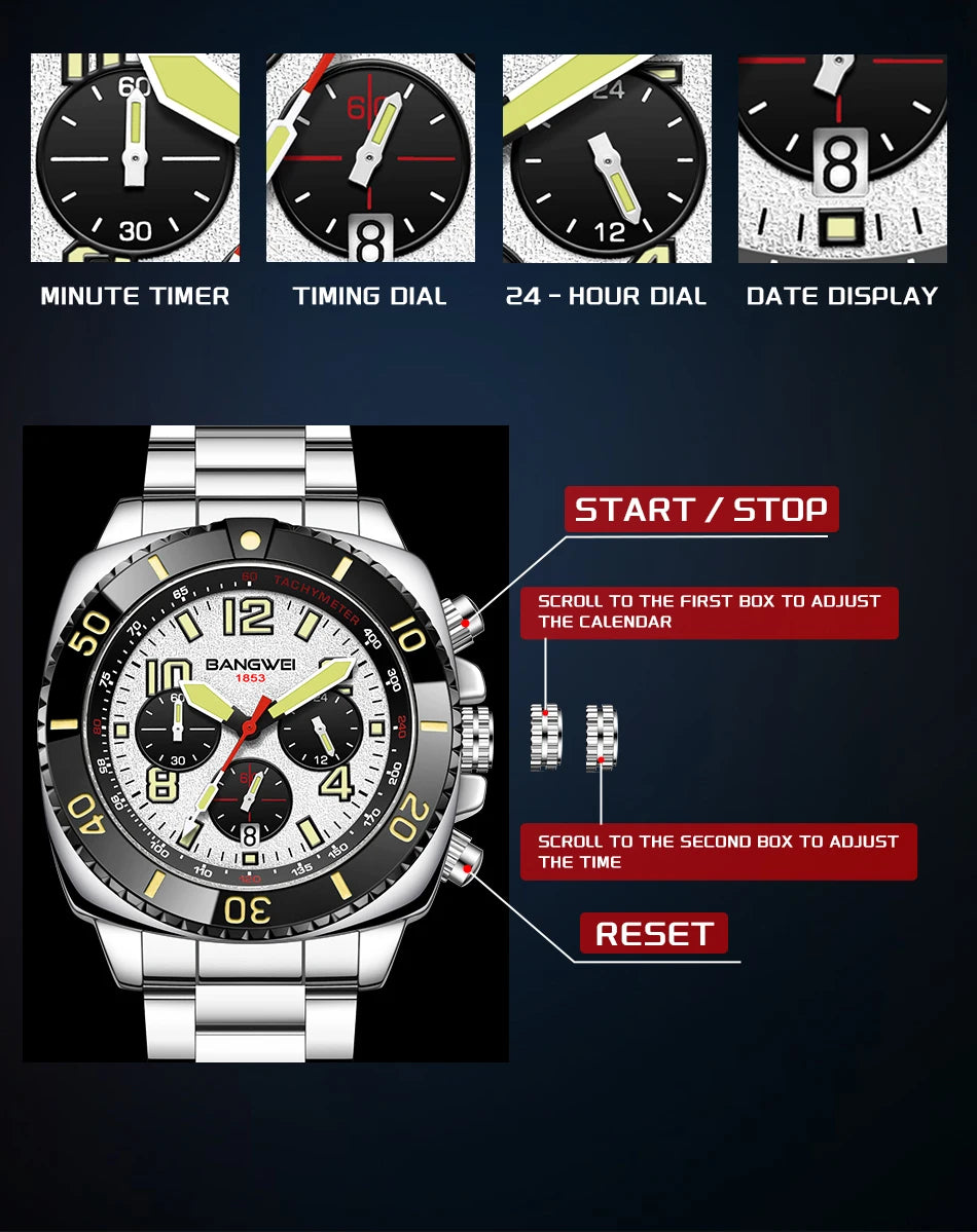 Nuevo reloj impermeable para hombres moda militar deportes cuarzo hombres reloj Casual fecha de negocios cronógrafo
