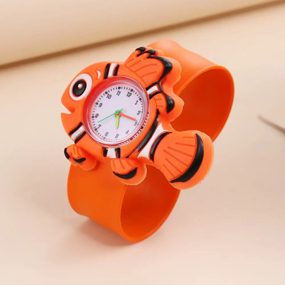 Reloj de dibujos animados 3D para niños, astronauta, aves de corral, frutas, flores, cuarzo, arcoíris, amor, pastel de cumpleaños, regalo para bebé, juguete