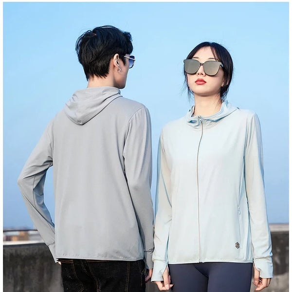 Chaqueta unisex novedad de verano UPF 50+ UV protección solar chaqueta con capucha hombres mujeres ligero senderismo al aire libre