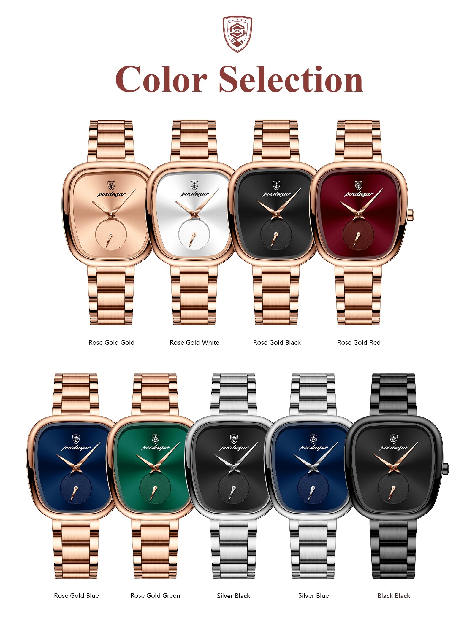 Reloj POEDAGAR elegante de lujo para mujer, Reloj de cuarzo de acero inoxidable resistente al agua para mujer, relojes informales de alta calidad para mujer