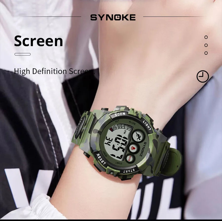 Reloj deportivo SYNOKE para estudiantes para niños, relojes electrónicos coloridos, reloj resistente al agua hasta 50M, reloj digital para niños