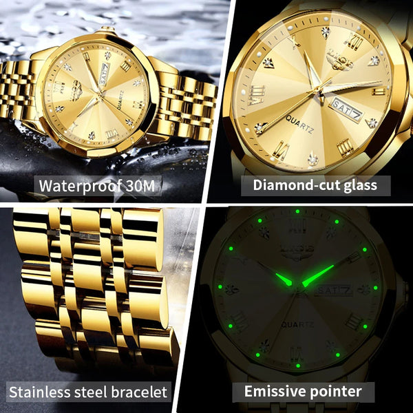 Reloj de pulsera LIGE de cuarzo a la moda, reloj resistente al agua de lujo de marca elegante