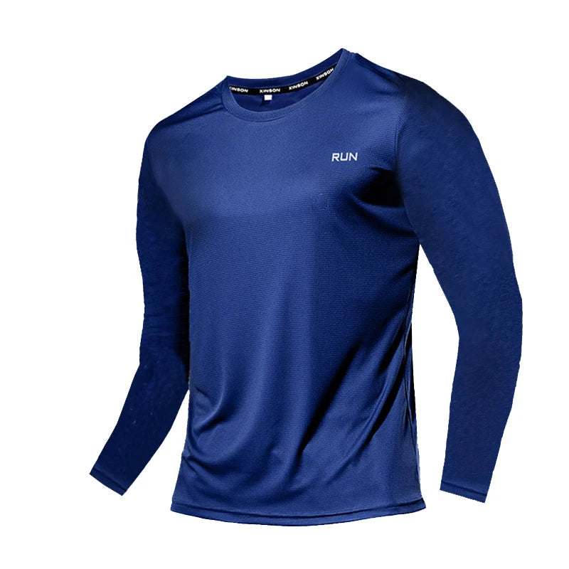 Camiseta de manga larga de seda helada para hombre, ropa exterior transpirable de secado rápido con aire acondicionado, protección solar para exteriores, para correr, verano.