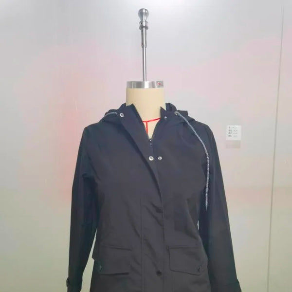 Chaqueta impermeable para mujer, gabardinas largas con capucha, cortavientos forrado, chaqueta de viaje, chaqueta de lluvia a rayas sólidas para exteriores
