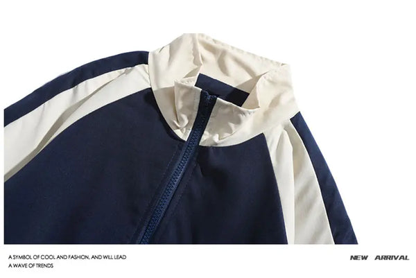 Chaqueta reflectante a rayas para hombre, ropa informal estilo Hip Hop, abrigo con cremallera, cortavientos