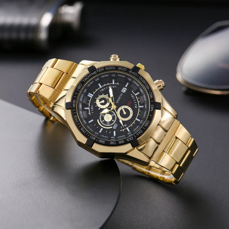 Reloj de cuarzo con esfera de acero para hombre, pulsera de negocios con esfera a escala