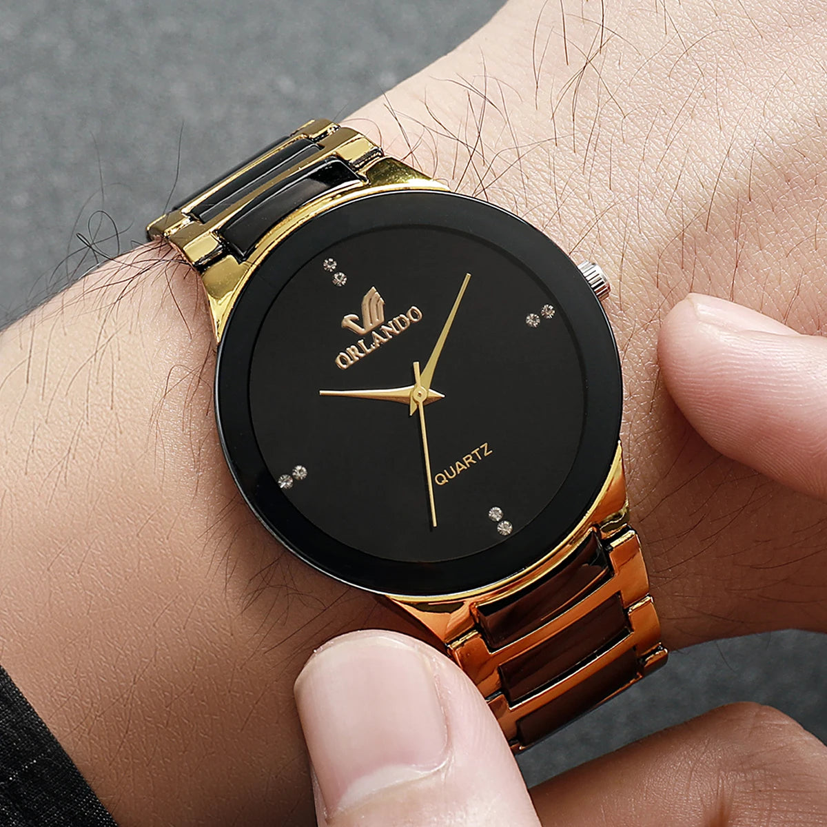 Reloj de negocios para hombre Reloj de cuarzo analógico masculino con banda de acero negro a la moda