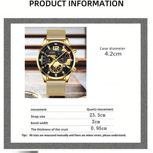 Relojes de negocios a la moda para hombre, reloj de pulsera de cuarzo con correa de malla de acero inoxidable de lujo, reloj luminoso