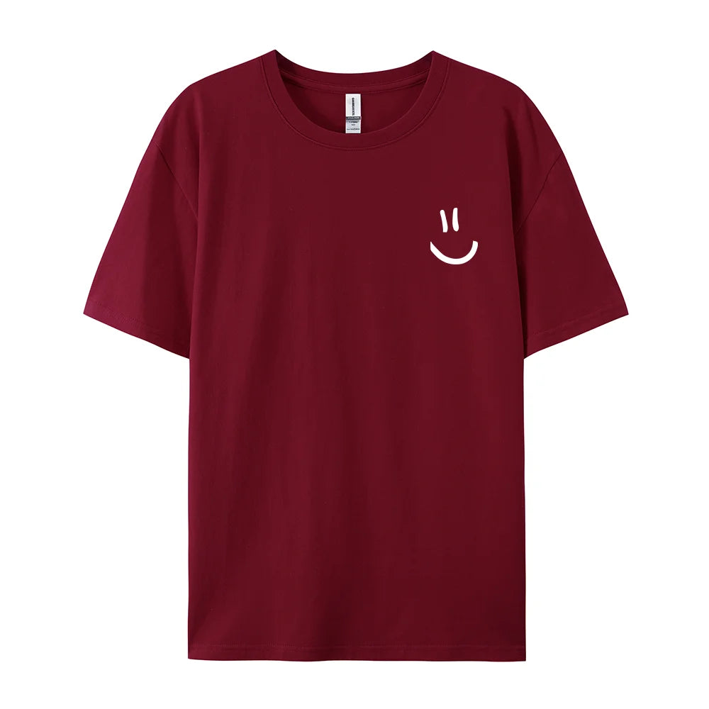 Camisetas minimalistas con estampado gráfico de cara sonriente para hombre, camiseta de Hip Hop, ropa, camiseta transpirable de verano