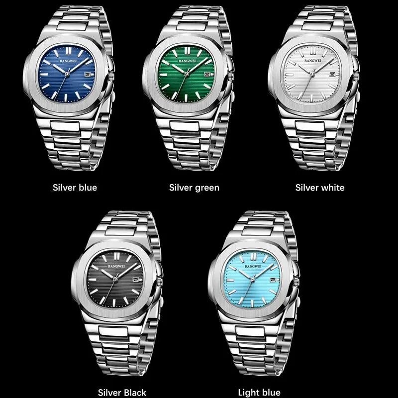 Reloj de cuarzo de lujo para hombre, reloj cronógrafo deportivo de acero inoxidable resistente al agua 30M