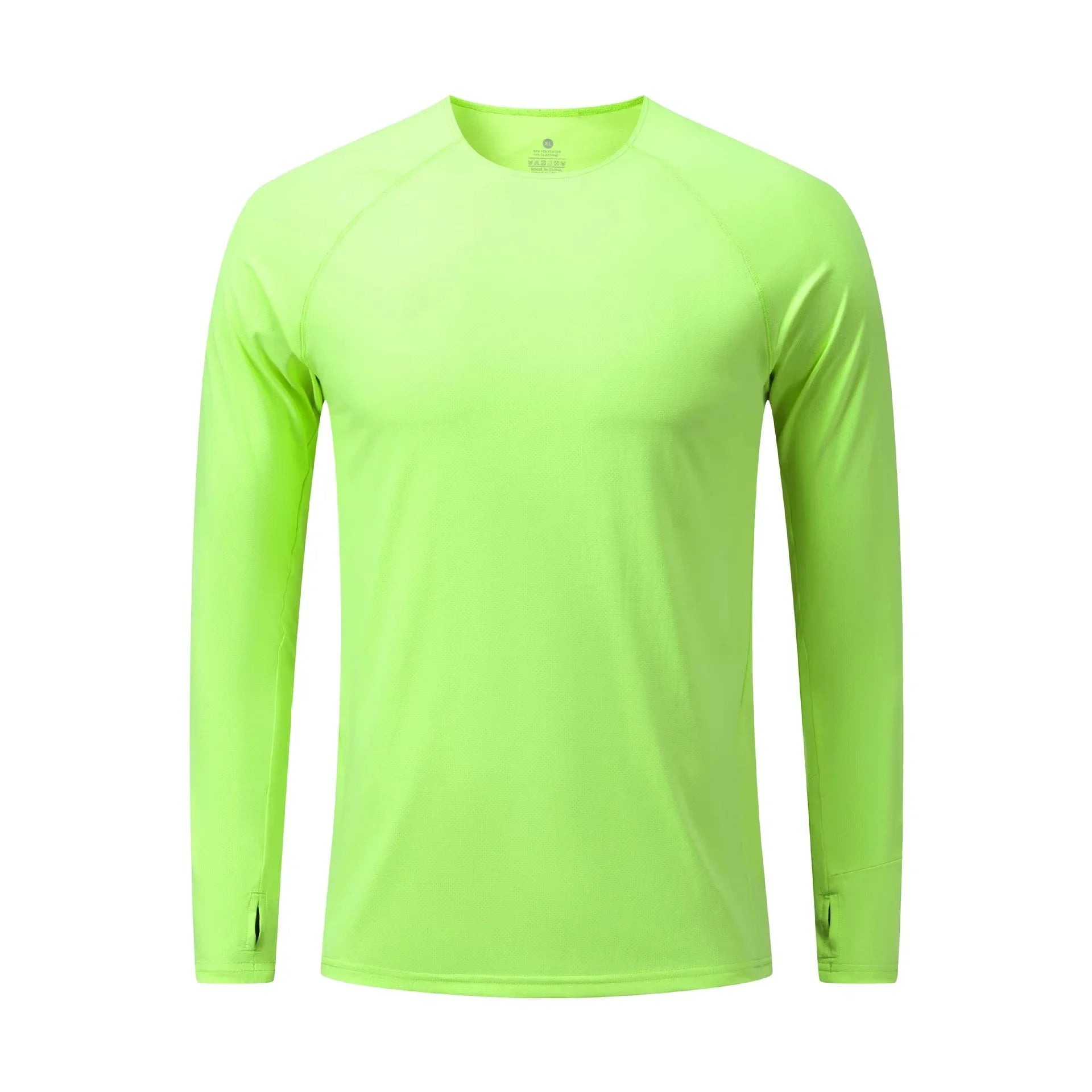 Camiseta para correr maratón para hombre, camiseta de manga larga Anti-UV de secado rápido para entrenamiento, traje de entrenamiento físico con agujero para el pulgar, puño antiestático