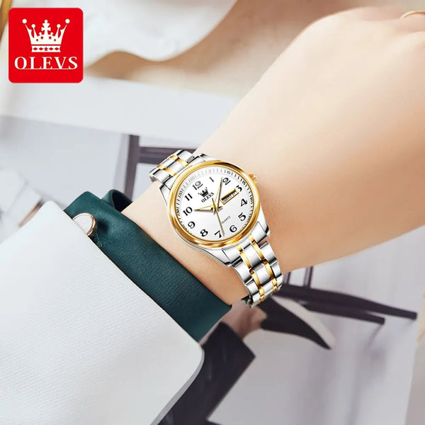 Reloj elegante a la moda para mujer, reloj de lujo de acero inoxidable luminoso