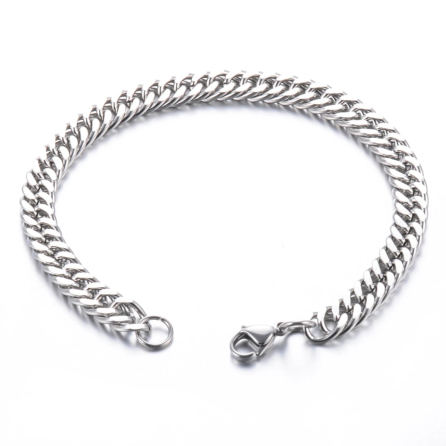 Pulsera de cadena a la moda para hombre, pulseras de acero inoxidable de 4,8/5,8/6,6/9,2mm de ancho, cadena de eslabones Figaro