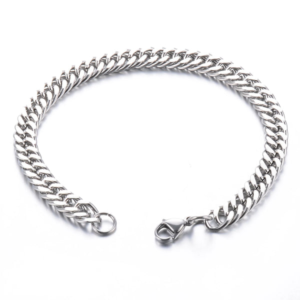 Pulsera de cadena a la moda para hombre, pulseras de acero inoxidable de 4,8/5,8/6,6/9,2mm de ancho, cadena de eslabones Figaro