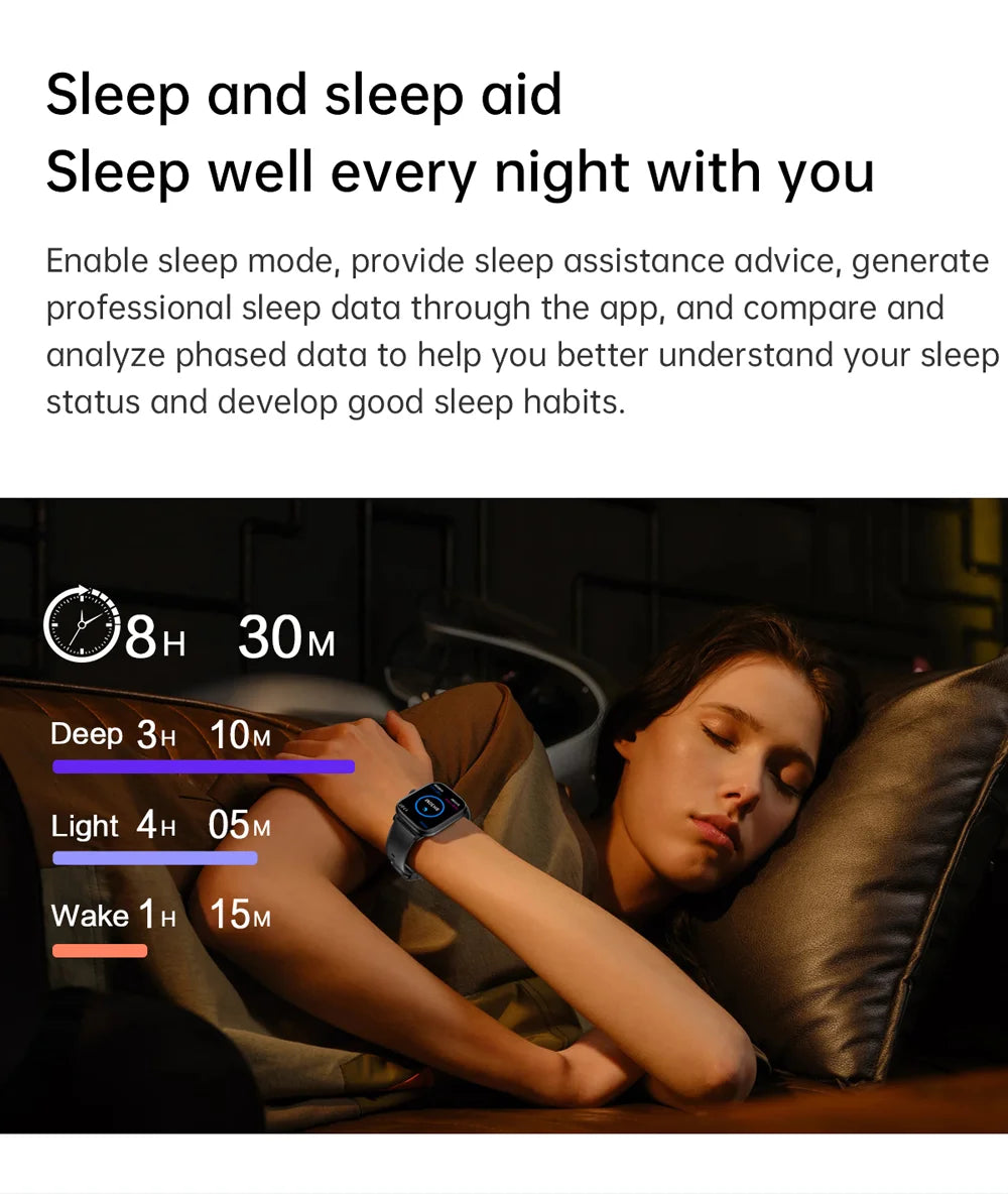 Reloj inteligente con Bluetooth, llamadas, música, relojes inteligentes para hombres, pantalla completamente táctil de 2,01 ", rastreador de Fitness, reloj inteligente resistente al agua