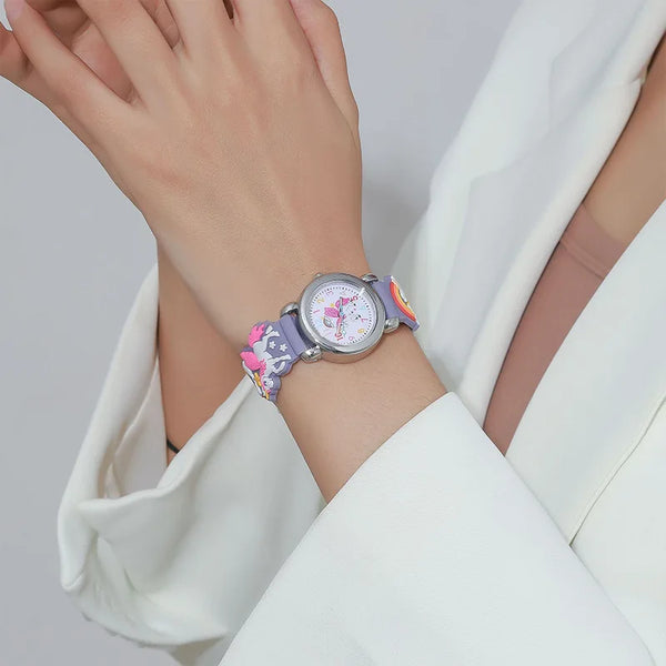 2025 nuevo Reloj para niños correa de silicona amor Arco Iris Pony niños Reloj de cuarzo bebé tiempo de estudio Reloj de niña Reloj Montre