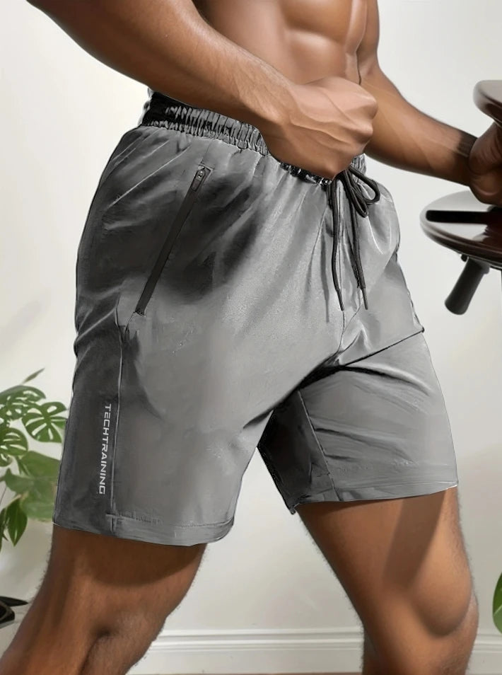 Pantalones cortos deportivos de secado rápido para hombre, Shorts transpirables con cordón en la cintura.