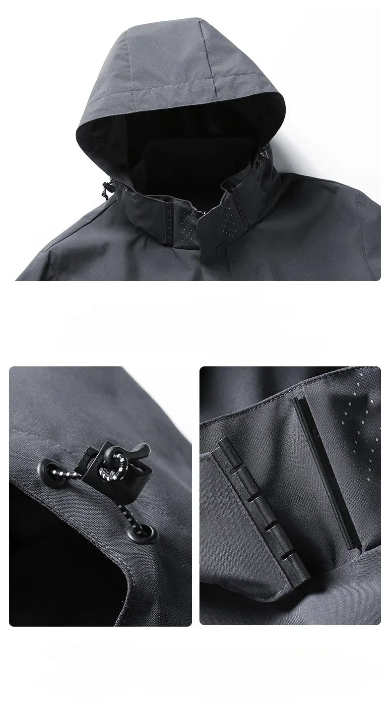 Chaqueta impermeable para hombre, impermeable exterior ligero con capucha para exteriores, chaqueta a prueba de viento para senderismo, chaquetas para escalar al aire libre