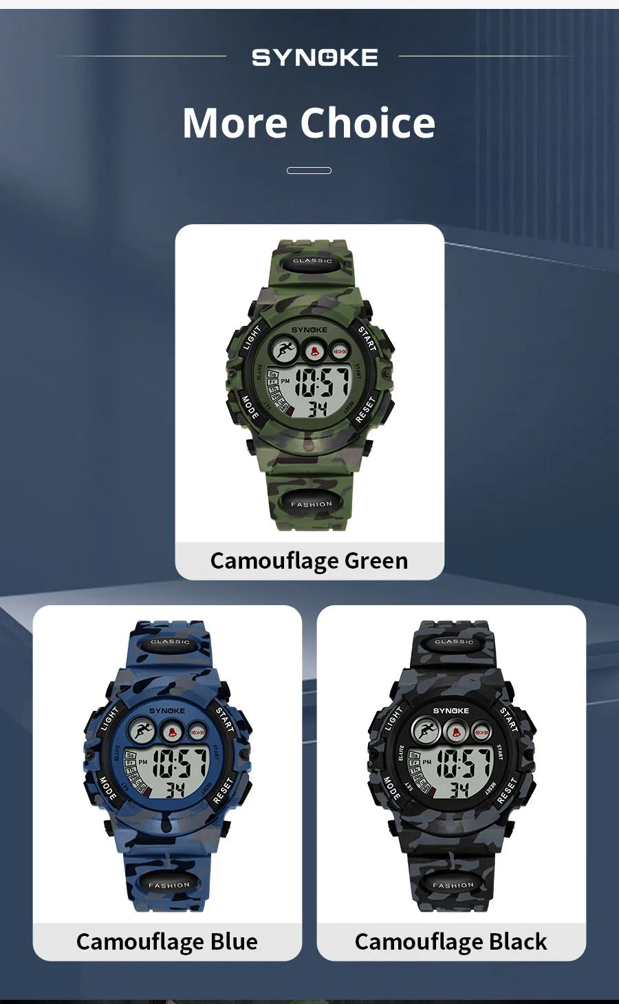 Reloj deportivo SYNOKE para estudiantes para niños, relojes electrónicos coloridos, reloj resistente al agua hasta 50M, reloj digital para niños