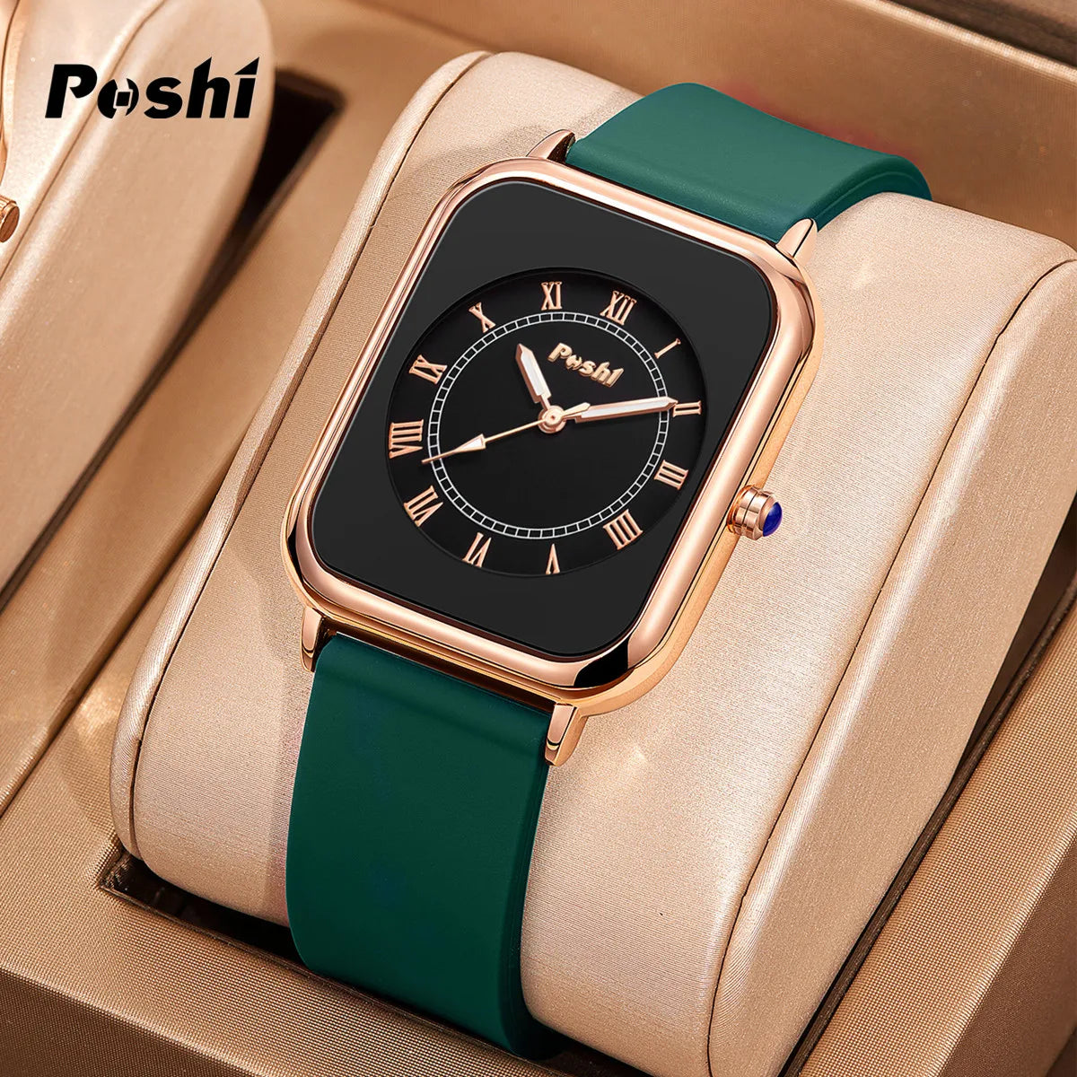 POSHI-Reloj de pulsera de cuarzo Original para mujer, relojes elegantes simples, correa de silicona impermeable, estilo de moda de tendencia