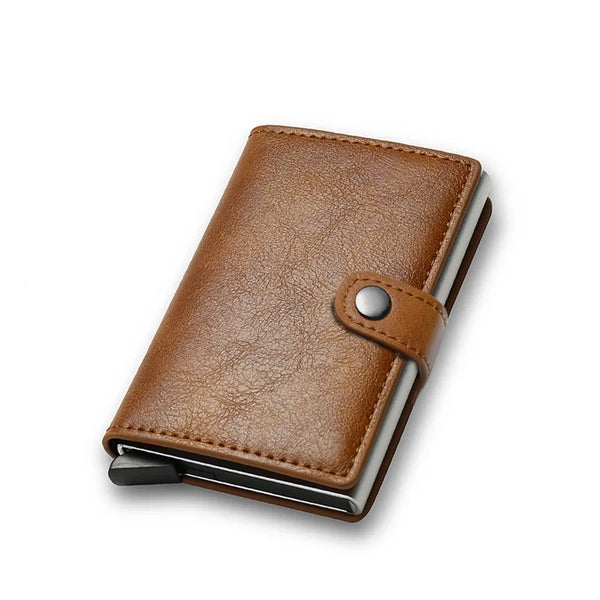 Billetera con tarjetero de fibra de carbono para hombre, cartera minimalista emergente delgada de Metal inteligente Rfid, monedero pequeño negro, Vallet de Metal