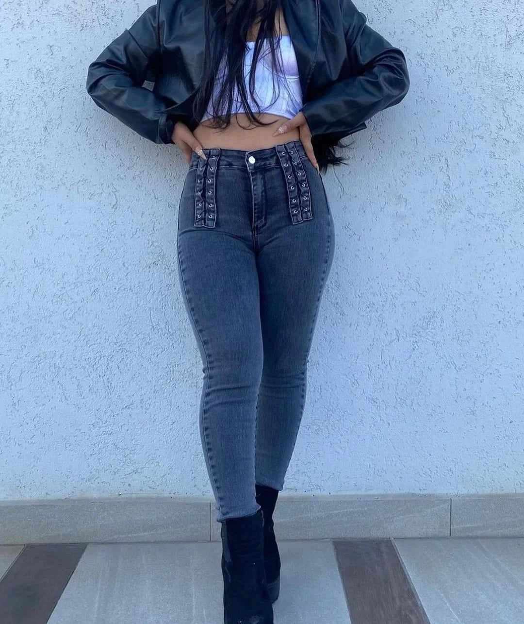 Pantalones vaqueros Vintage ajustados de cintura alta para mujer, viste elegante y sexy