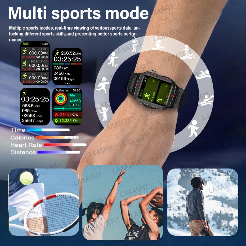 reloj inteligente militar para hombres al aire libre Bluetooth Talk deportes Monitor de ritmo cardíaco reloj inteligente Android IOS