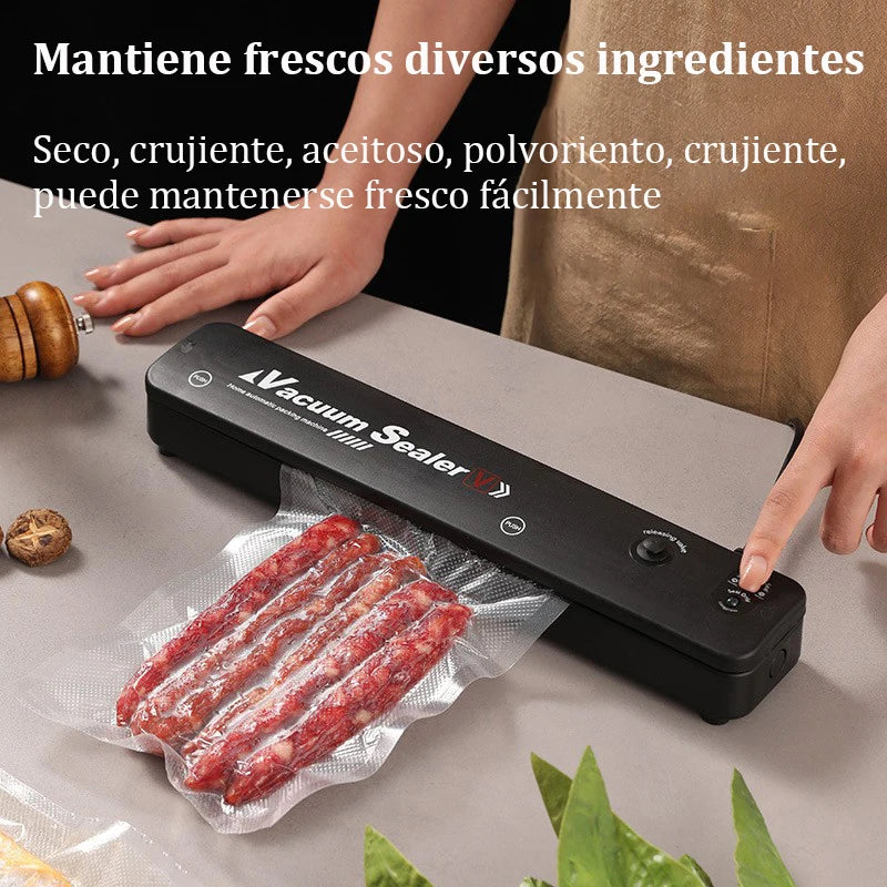 Máquina envasadora de sellador al vacío eléctrico 2025, 220V/110V, con enlace de bolsa de vacío, máquina de sellado al vacío negra fresca para alimentos para el hogar