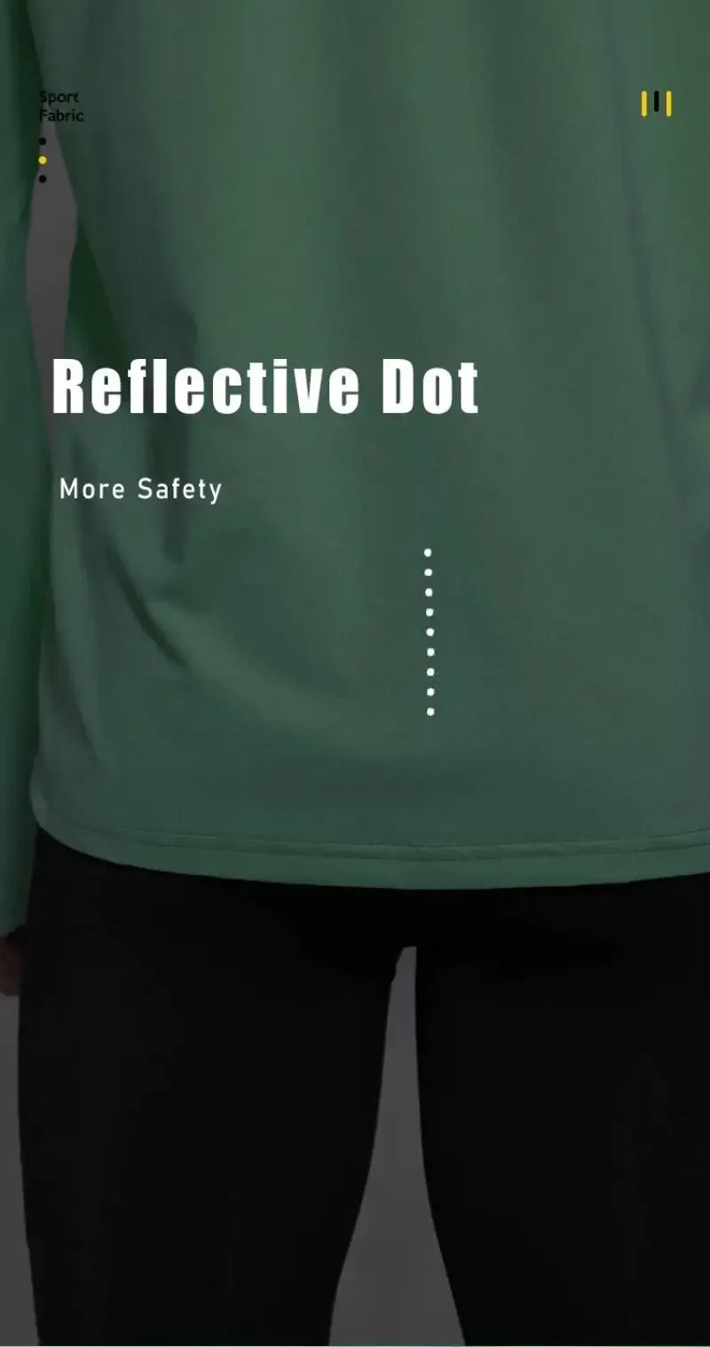 Camiseta para correr maratón para hombre, camiseta de manga larga Anti-UV de secado rápido para entrenamiento, traje de entrenamiento físico con agujero para el pulgar, puño antiestático