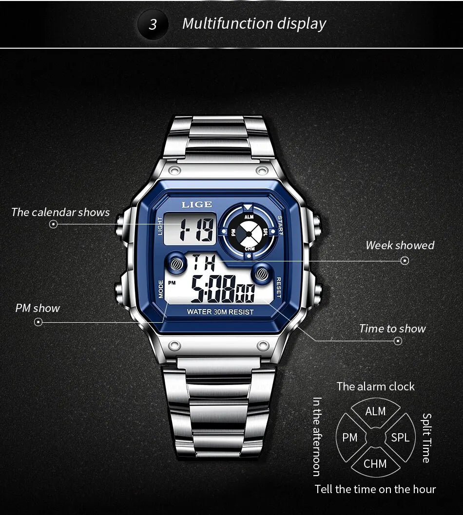 Nuevo reloj de marca de lujo para hombre, reloj digital de alta calidad para toda ocasión