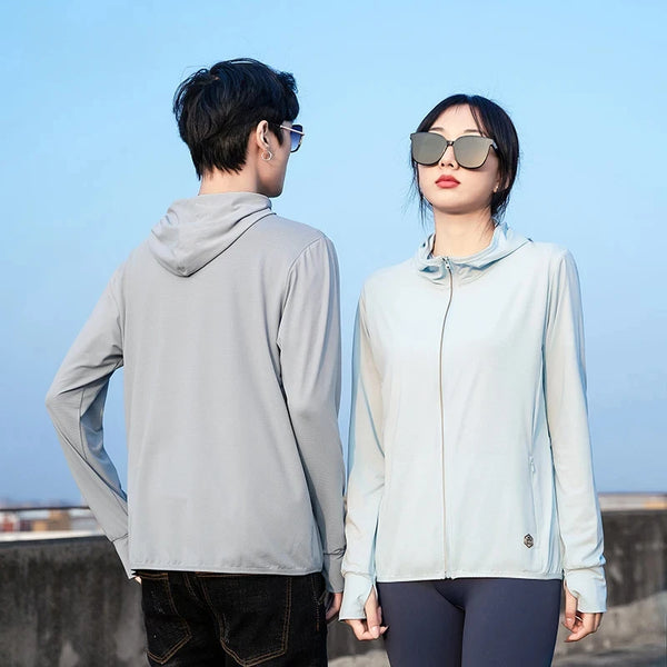 Chaqueta unisex novedad de verano UPF 50+ UV protección solar chaqueta con capucha hombres mujeres ligero senderismo al aire libre