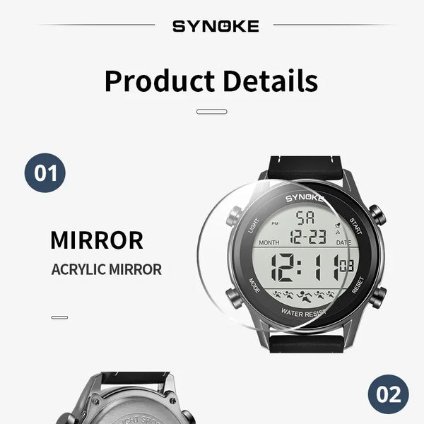 Reloj deportivo multifuncional para hombre, pantalla grande resistente al agua, luminoso, LED, Digital, correa de moda