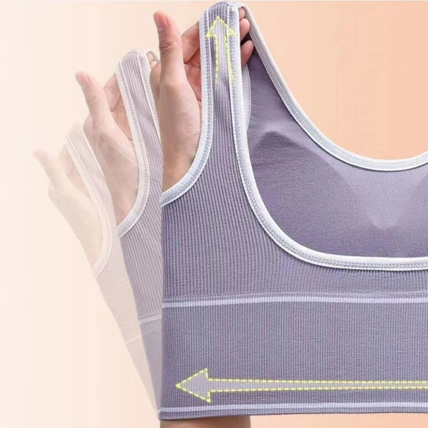 Sujetador deportivo sin costuras para mujer, alta elasticidad, forma de U profunda