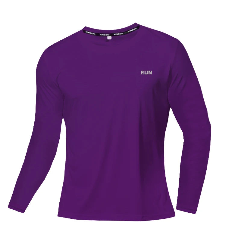 Camiseta de manga larga de seda helada para hombre, ropa exterior transpirable de secado rápido con aire acondicionado, protección solar para exteriores, para correr, verano.