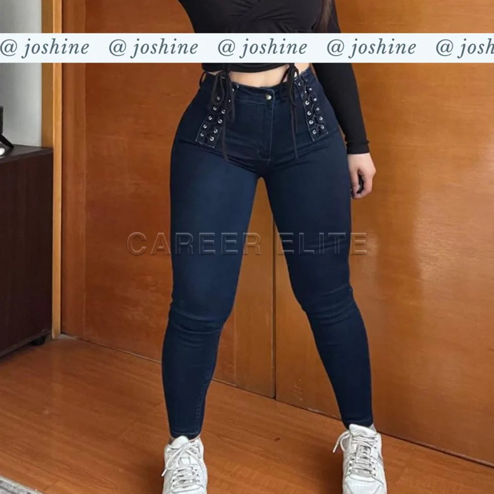 Pantalones vaqueros Vintage ajustados de cintura alta para mujer, viste elegante y sexy