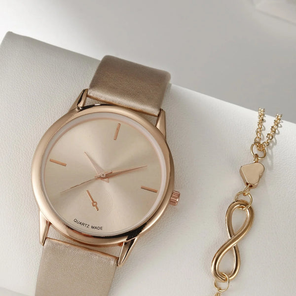 Reloj de mujer de 2 piezas con reloj de cuarzo minimalista de arte retro refrescante y versátil y pulsera de mariposa