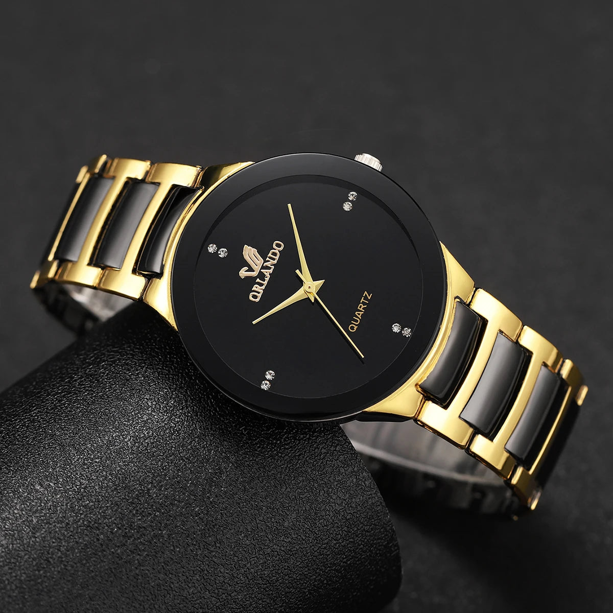 Reloj de negocios para hombre Reloj de cuarzo analógico masculino con banda de acero negro a la moda