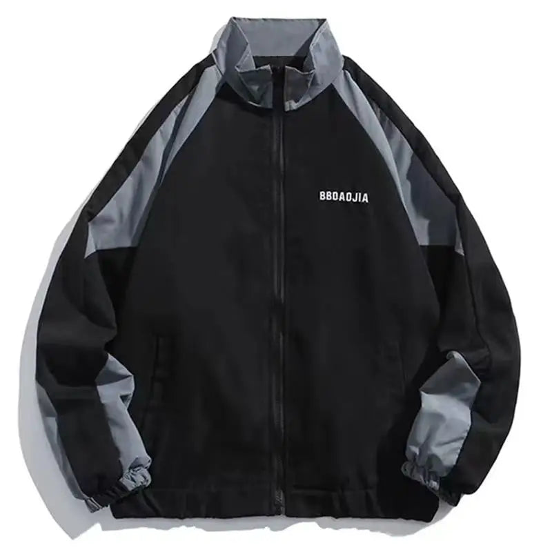 Chaqueta reflectante a rayas para hombre, ropa informal estilo Hip Hop, abrigo con cremallera, cortavientos