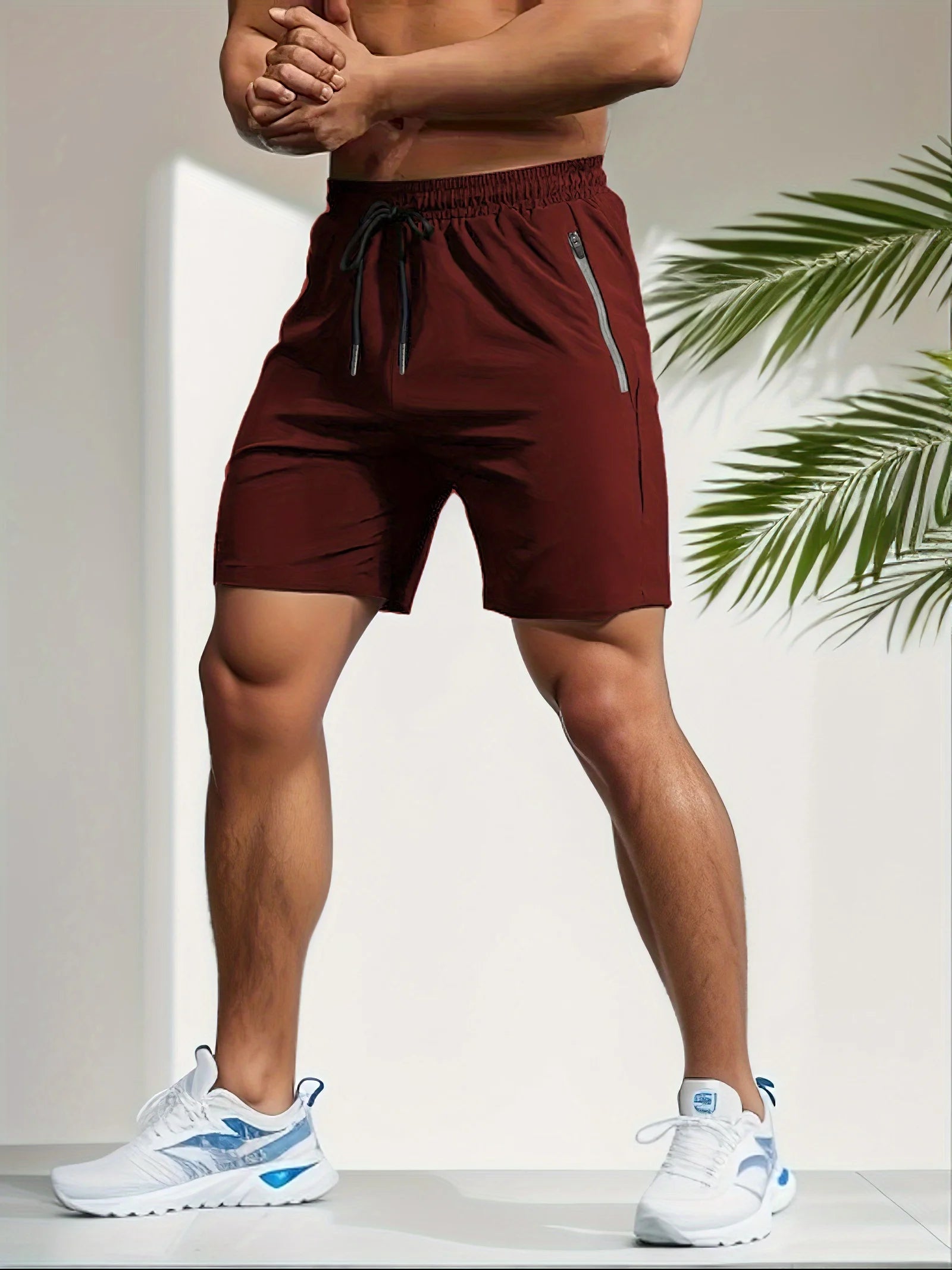 Pantalones cortos deportivos de secado rápido para hombre, Shorts transpirables con cordón en la cintura.