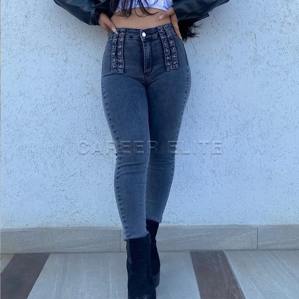Pantalones vaqueros Vintage ajustados de cintura alta para mujer, viste elegante y sexy