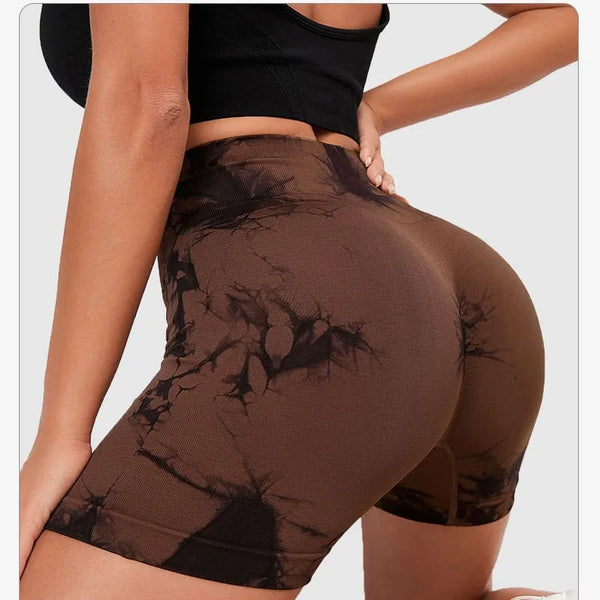 Espectacular short deportivo sin costuras teñidos para mujer, ideal para moldear tu figura y hacer ejercic