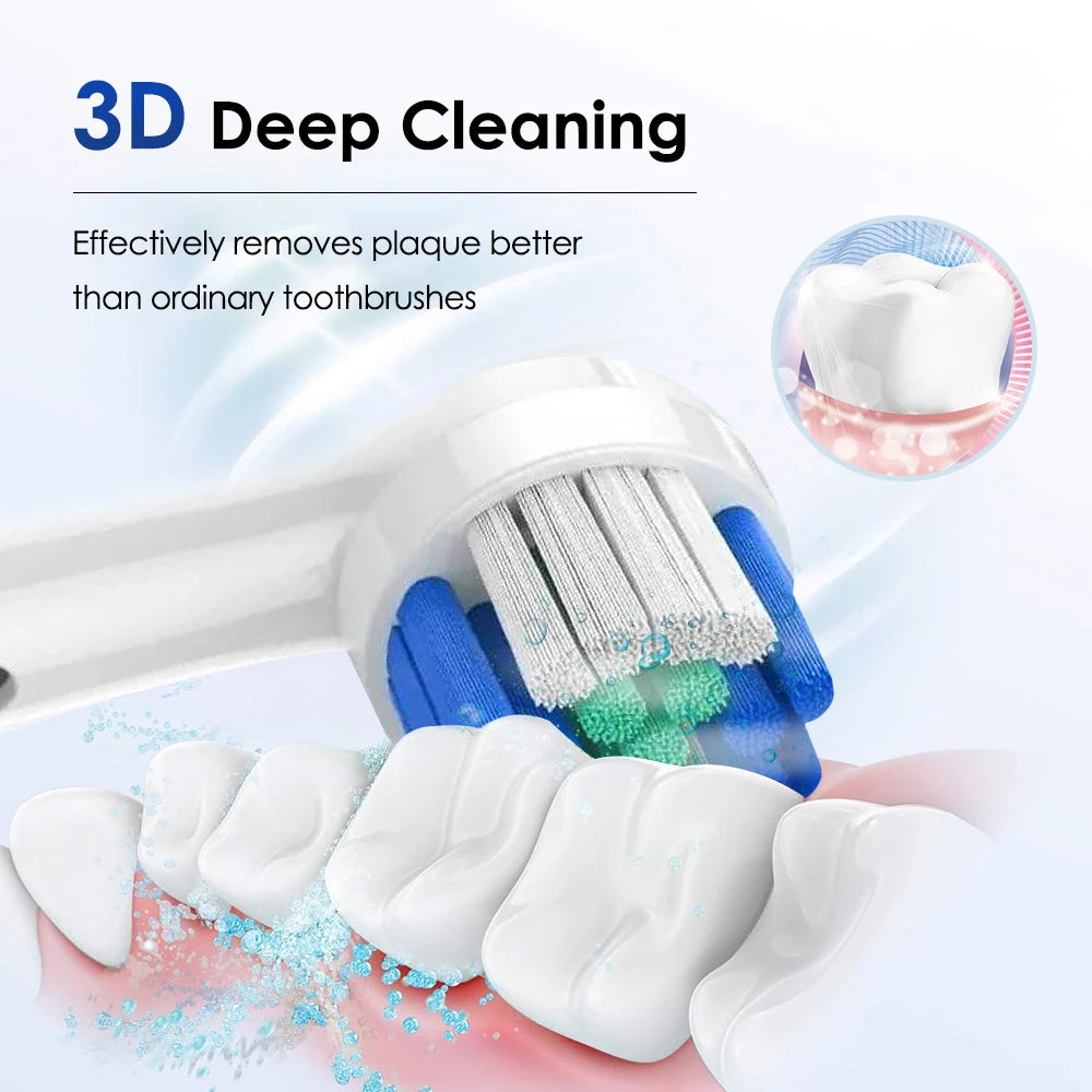 Cepillo de dientes eléctrico inteligente con sincronización giratoria, cepillo de dientes giratorio recargable con 4 cabezales, 5 modos de ajuste, blanqueamiento dental, coche Oral