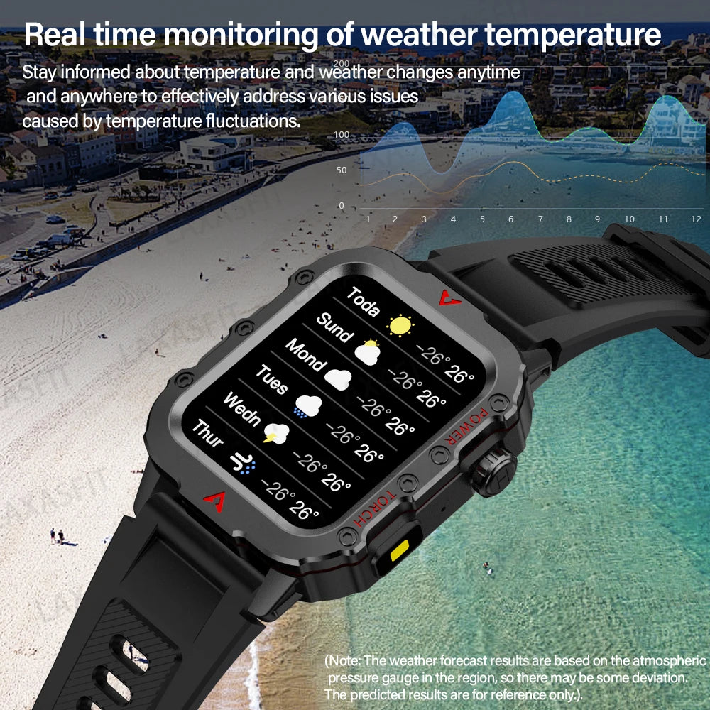 reloj inteligente militar para hombres al aire libre Bluetooth Talk deportes Monitor de ritmo cardíaco reloj inteligente Android IOS