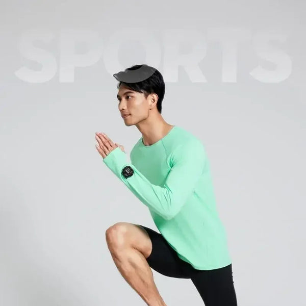 Camiseta para correr maratón para hombre, camiseta de manga larga Anti-UV de secado rápido para entrenamiento, traje de entrenamiento físico con agujero para el pulgar, puño antiestático